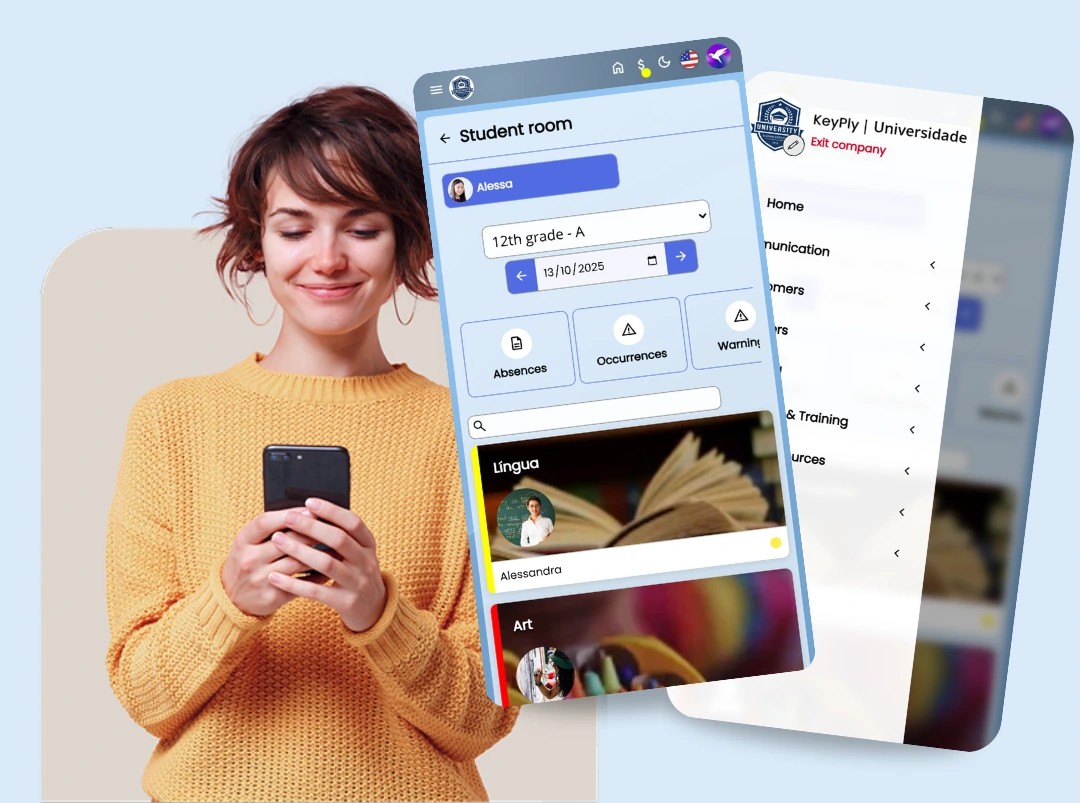 Usuária utilizando o app KeyPly