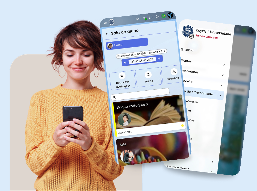 Usuária utilizando o app KeyPly