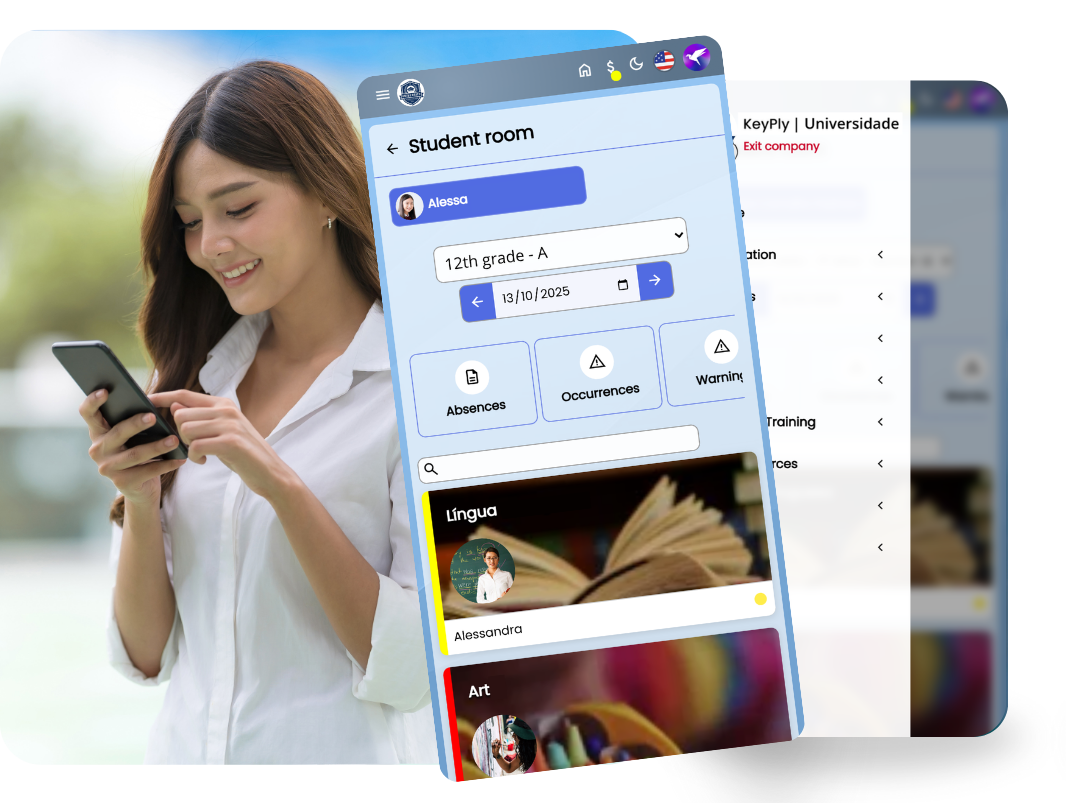 Usuária utilizando o app KeyPly